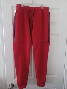 South Pole Jogger Sweatpants - Red w/Black Trim - Fit Like Medium
